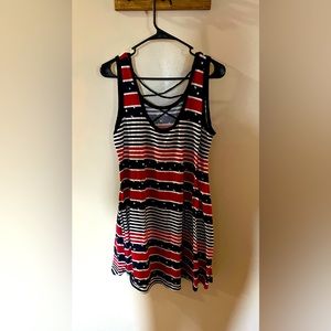 Red white and blue striped dress